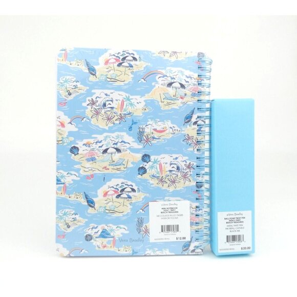 Vera Bradley Beach Treasures Mini Spiral Notebook & Ball Point Pen Set NWT - Picture 2 of 2